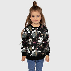 Свитшот детский Белые цветы в темноте, цвет: 3D-черный — фото 2