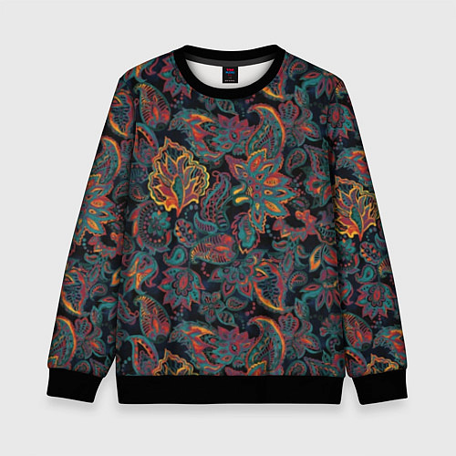Детский свитшот Узор пейсли на черном / 3D-Черный – фото 1