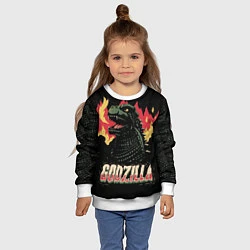 Свитшот детский Flame Godzilla, цвет: 3D-белый — фото 2