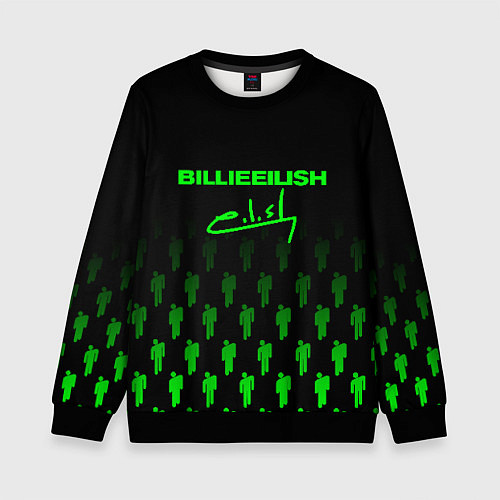 Детский свитшот Billie Eilish: Green & Black Autograph / 3D-Черный – фото 1