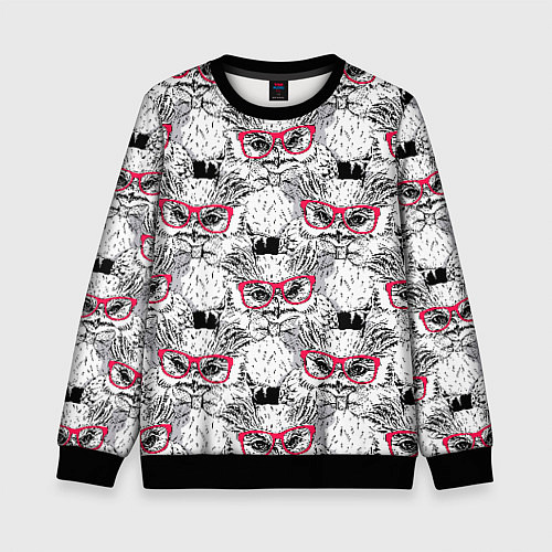 Детский свитшот Совы в очках / 3D-Черный – фото 1