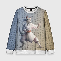Свитшот детский Karate cat, цвет: 3D-белый