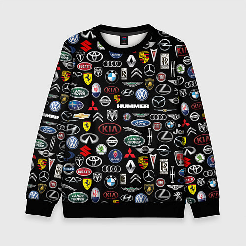 Детский свитшот ЛОГОТИПЫ АВТО БРЕНДОВ / 3D-Черный – фото 1