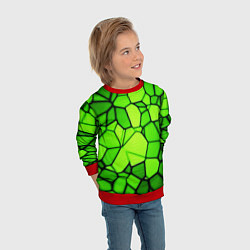 Свитшот детский Зеленая мозаика, цвет: 3D-красный — фото 2