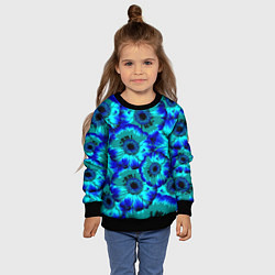 Свитшот детский Голубые хризантемы, цвет: 3D-черный — фото 2