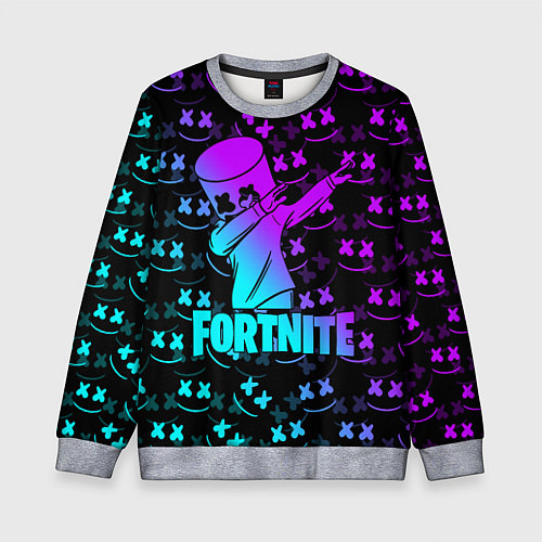 Детский свитшот FORTNITE X MARSHMELLO / 3D-Меланж – фото 1