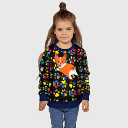 Свитшот детский Корги Цветные лапки, цвет: 3D-синий — фото 2