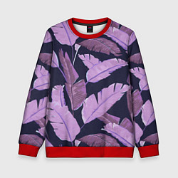 Свитшот детский Tropical leaves 4 purple, цвет: 3D-красный