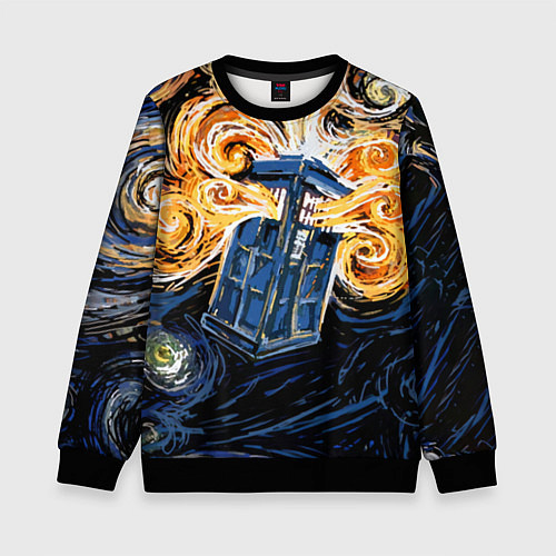 Детский свитшот Van Gogh Tardis / 3D-Черный – фото 1