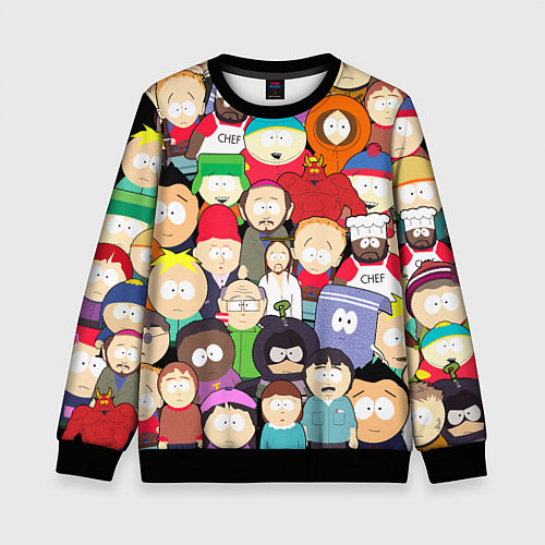 Детский свитшот South Park персонажи / 3D-Черный – фото 1
