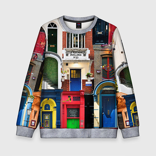 Детский свитшот London doors цифровой коллаж / 3D-Меланж – фото 1