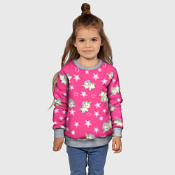 Свитшот детский Единорожки UNICORN PINK, цвет: 3D-меланж — фото 2