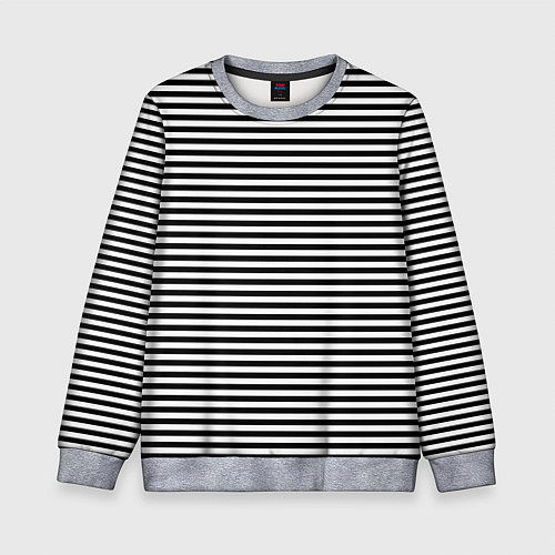 Детский свитшот В ЧЕРНО-БЕЛУЮ ПОЛОСКУ / 3D-Меланж – фото 1
