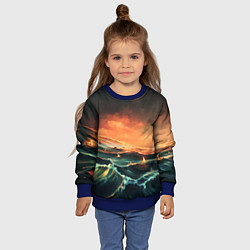 Свитшот детский Фэнтези море корабли закат, цвет: 3D-синий — фото 2
