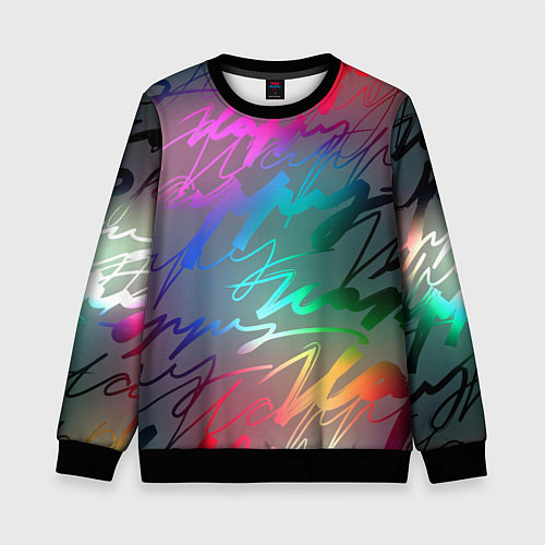 Детский свитшот Узоры / 3D-Черный – фото 1