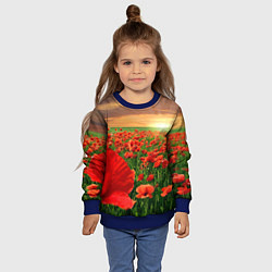 Свитшот детский Красный мак на закате, цвет: 3D-синий — фото 2
