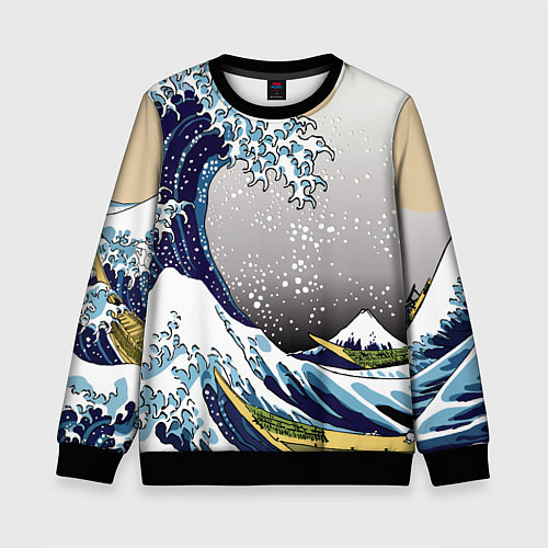 Детский свитшот The great wave off kanagawa / 3D-Черный – фото 1