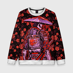 Свитшот детский Самурай в розах, цвет: 3D-белый