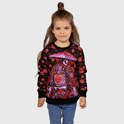 Свитшот детский Самурай в розах, цвет: 3D-черный — фото 2