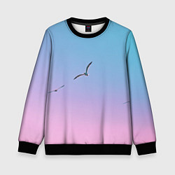 Свитшот детский Чайки птицы полет градиент, цвет: 3D-черный