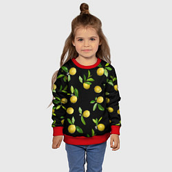 Свитшот детский Лимоны на черном, цвет: 3D-красный — фото 2