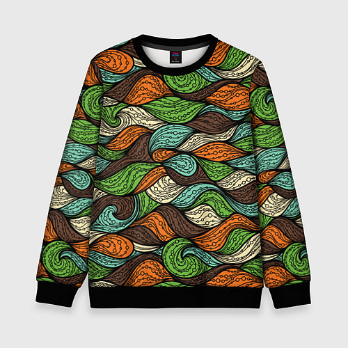 Детский свитшот Абстрактные волны / 3D-Черный – фото 1
