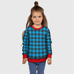 Свитшот детский Голубая клетка, цвет: 3D-красный — фото 2