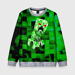 Свитшот детский Minecraft creeper, цвет: 3D-меланж