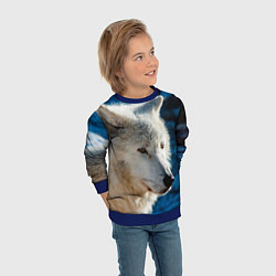 Свитшот детский Волк на черном фоне, цвет: 3D-синий — фото 2