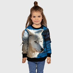 Свитшот детский Волк на черном фоне, цвет: 3D-черный — фото 2