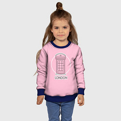 Свитшот детский Телефонная будка, London, цвет: 3D-синий — фото 2