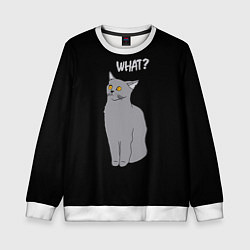 Свитшот детский What cat, цвет: 3D-белый