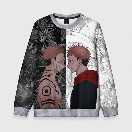 Детский свитшот Jujutsu Kaisen Сукуна х Юдзи / 3D-Меланж – фото 1