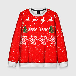 Свитшот детский Happy New Year, цвет: 3D-белый