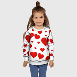 Свитшот детский Сердечки, цвет: 3D-белый — фото 2