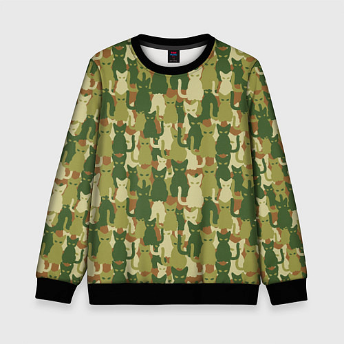Детский свитшот Камуфляж из котов / 3D-Черный – фото 1
