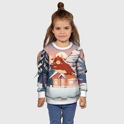 Свитшот детский Летящий бык 2021, цвет: 3D-белый — фото 2