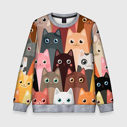 Детский свитшот Котики мультяшные / 3D-Меланж – фото 1