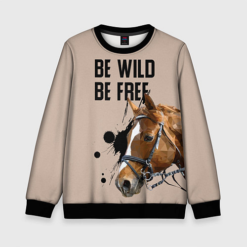 Детский свитшот Be wild be free / 3D-Черный – фото 1