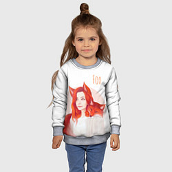 Свитшот детский Девушка-лиса, цвет: 3D-меланж — фото 2