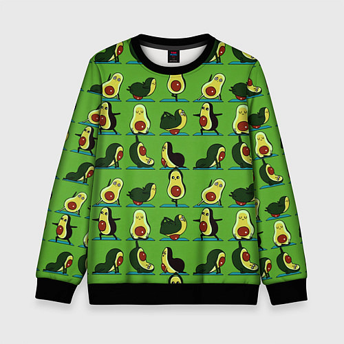 Детский свитшот Авокадо Зарядка / 3D-Черный – фото 1