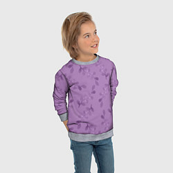 Свитшот детский Листья на фиолетовом фоне, цвет: 3D-меланж — фото 2