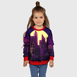 Свитшот детский Неоновый город, цвет: 3D-красный — фото 2