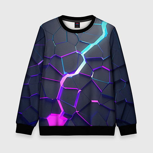 Детский свитшот НЕОНОВЫЙ РАЗЛОМ 3Д РАЗЛОМ / 3D-Черный – фото 1
