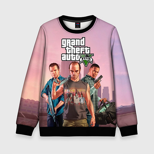Детский свитшот Персонажи ГТА 5 / 3D-Черный – фото 1
