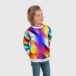 Свитшот детский Пиксельная радуга, цвет: 3D-белый — фото 2