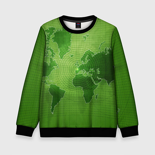 Детский свитшот Карта мира / 3D-Черный – фото 1