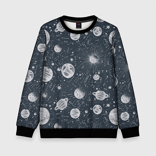 Детский свитшот Звезды, планеты и созвездия / 3D-Черный – фото 1