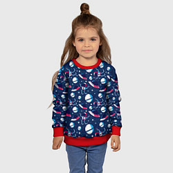 Свитшот детский Космонавты, планеты и нло, цвет: 3D-красный — фото 2