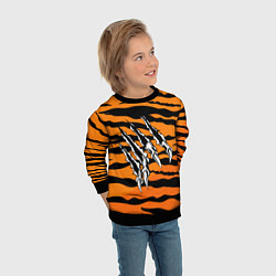 Свитшот детский След от когтей тигра, цвет: 3D-черный — фото 2